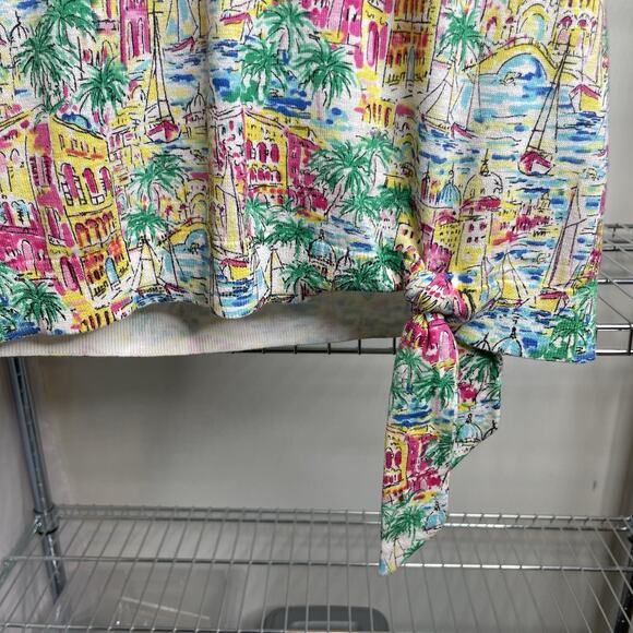 Talbots Santorini Greece V Neck Casual Top Size M Petite Euro Summer Art To Wear - Picture 5 of 10